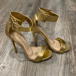Cathy Jean gold stiletto sandals